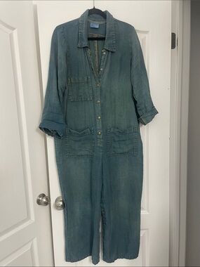 Conscious Clothing oversized jumpsuit S M L pure linen washed chambray rare
